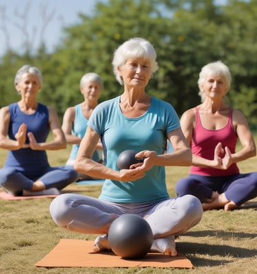 A small group practicing Pilates Flows in a sunlit studio focusing on deep muscle engagement