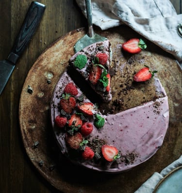 a cake with a slice of cake on restaurant dessert menu.Tourism Entrepreneur Coaching