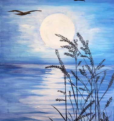 moonlight on the water with shimmering acrylic