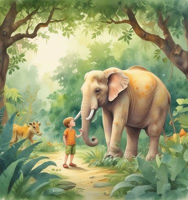 A bright, Disney-style illustration of a child exploring a magical garden full of talking flowers.