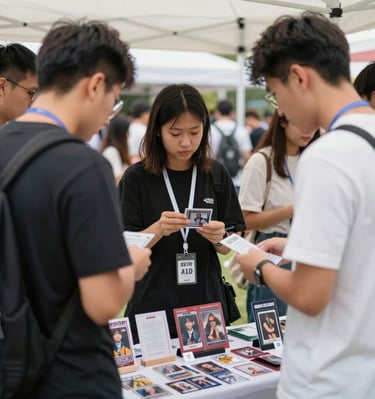 A group photo of smiling dealers and collectors gathered at the end of a successful show day.