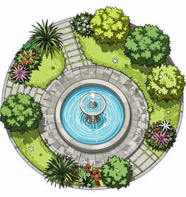 Map of a property with precise water flow calculations and pipe routes.