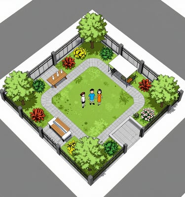 Close-up of a professional irrigation layout integrated with garden landscaping.