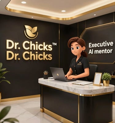A vibrant animated scene showing Dr. Chicks teaching focus techniques to children.