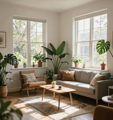 A serene therapy room with soft natural light and calming decor.