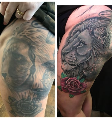 Lion and the Rose Tattoo