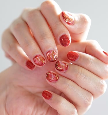 Japanese abstract nail art design, kursus nail gel Bali