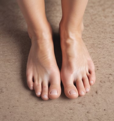 Close-up of a podiatrist carefully examining a patient's foot.
