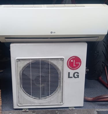 Jual AC bekas LG lengkap indoor outdoor dan remote di Rahma Tia Aircond Yogyakarta