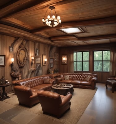 Close-up of a live edge wooden dining table highlighting rich grain patterns.