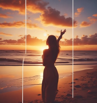 A before-and-after collage showcasing personal transformation.