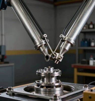 Close-up of precision hydraulic and pneumatic spare parts supplied by Hitech Innovations.