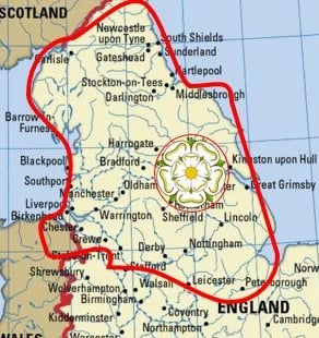 Yorkshire Rose is 30 mile radius, Thick red line is Limit Of Exploitation.