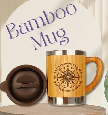 Custom engraved design bamboo mug