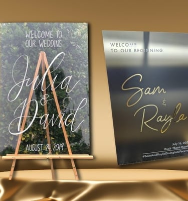 Clear and frosted acrylic wedding signage