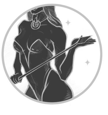 a woman in a black and white drawing of a woman with a whip