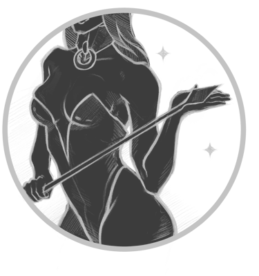 a woman in a black and white drawing of a woman with a whip