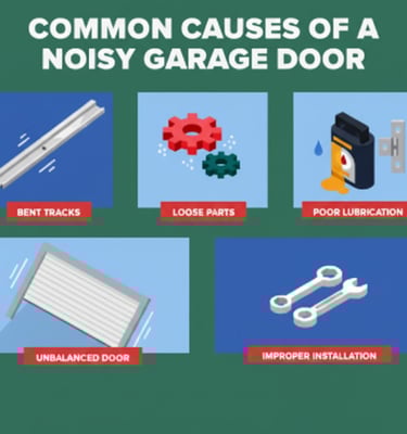 graphic of common cause of a noisy garage door