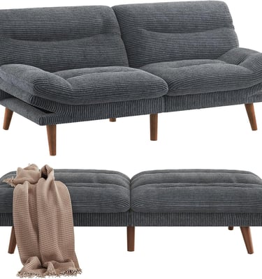 Adjustable Back and Armrests Futon Sofa Bed