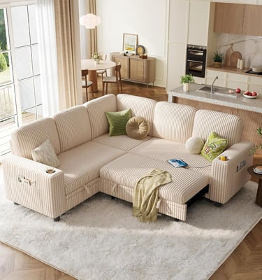 Sectional Pull-out Sleeper sofa with Storage
