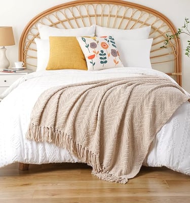 Beige Throw Blanket