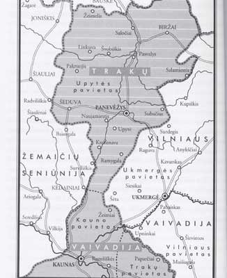 Upytės pavieto 1566-1831 orentacinis žemėlapis