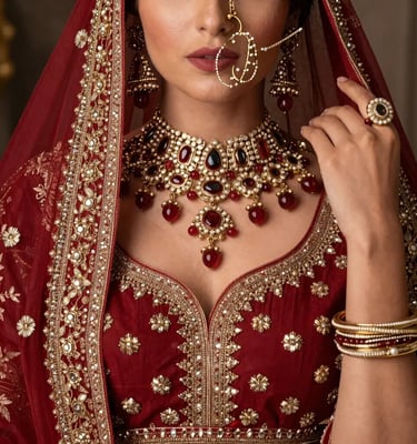 Traditional Gold Bridal Jewelry Set with Red Ruby Stones and Kundan Work - Sana Fashion House