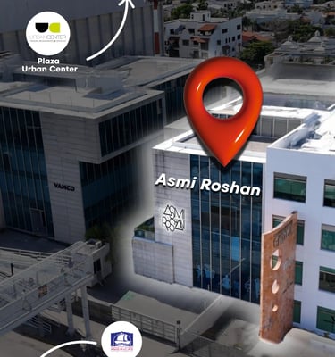 a building with a pinpoint map of a building