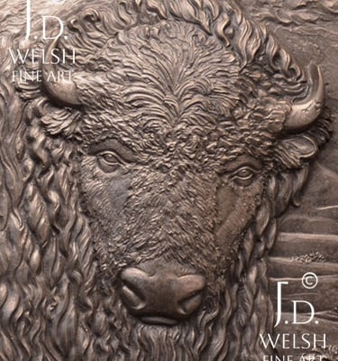 Badlands Bull - Bronze relief sculpture - New York Exhibition - Jeremiah D Welsh