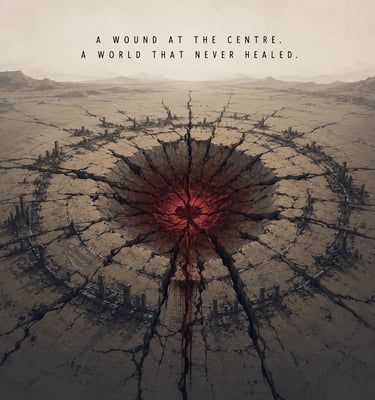 A cracked wound in the earth, dystopian fiction.