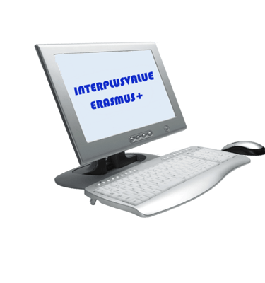 image of a computer with the INTERPLUSVALUE ERASMUS+ logo