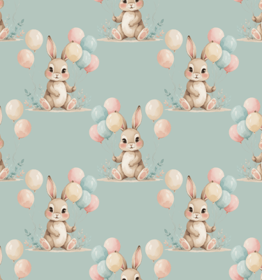 a bunny rabbit with balloons and balloons