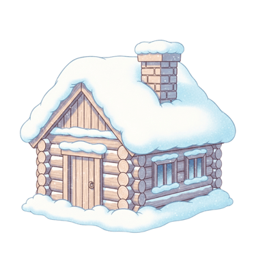 a log cabin with a snow covered roof