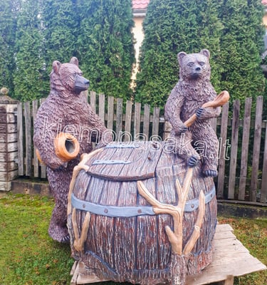 betoninis šulinys-šulinio apdaila su meškiuku