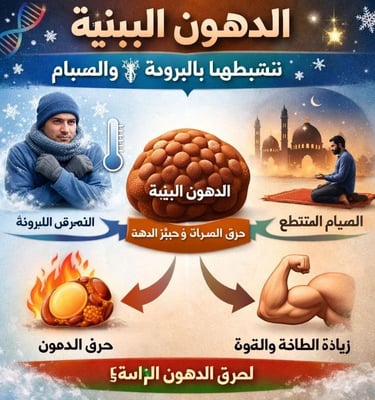 الدهون البنية 🧬: تنشيطها بالبرودة ❄️ والصيام 🕌 لحرق الدهون 🔥💪
