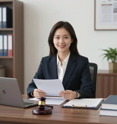 Close-up of a lawyer reviewing important legal documents with focus.