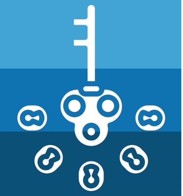 Key with multiple keyholes representing master key systems— commercial locksmith services by Asheville Locksmith Now