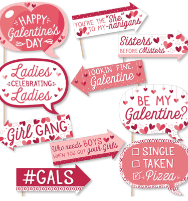 Big Dot of Happiness Funny Happy Galentine’s Day - Valentine’s Day Party Photo Booth Props Kit - 10