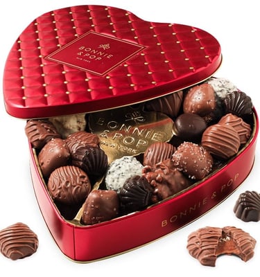 Valentines Gift Basket | Chocolate Heart Shaped Gift Present for Wife, Girlfriend, Spouse, Partner, 