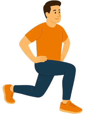 Animerad man gör utfallssteg