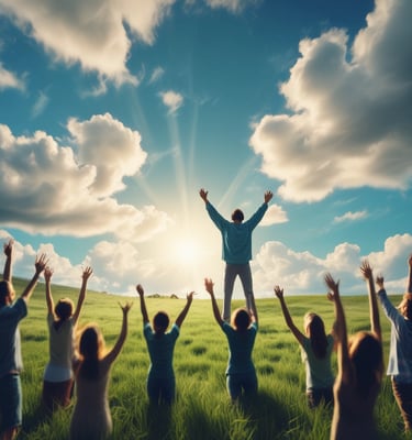 A serene landscape with a cross silhouetted at sunset.