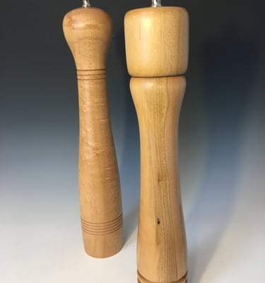hand turned wood salt and pepper shakers