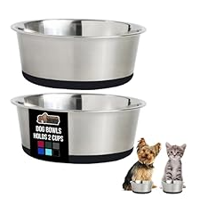 Gorilla Grip Stainless Steel Dog Bowls (Set of 2)