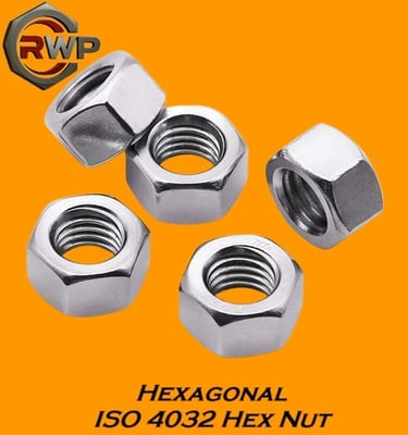 ISO 4032 Hex Nut – Standard hexagonal nut with coarse metric thread, used in general engineering, automotive, and structural 