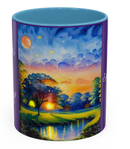 Coffee mug with a whimsical nature-inspired illustration