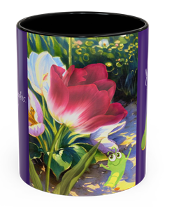 Coffee mug with a floral illustration from A Bloom for Wiggles