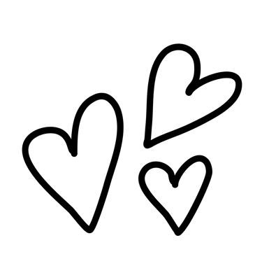 3 heart outlines in a cluster