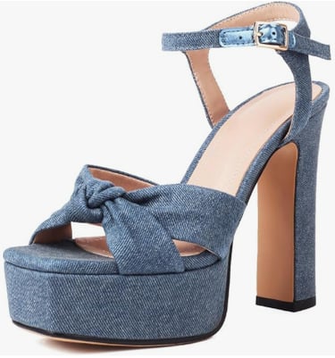 denim 1.5 inch platform high heels