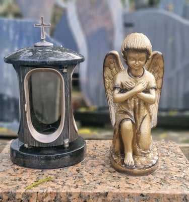akmeninė žvakidė ir dekoracija „Angelas"