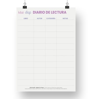 plantilla de diario de lectura - kibe - digital on paper 